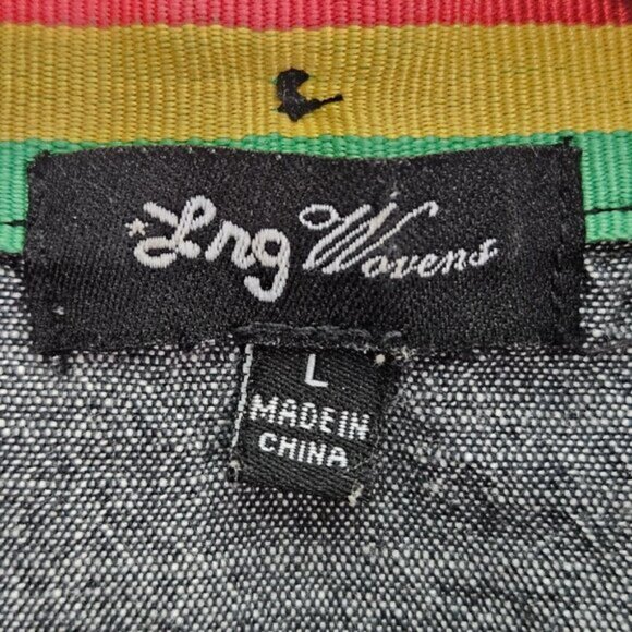 LRG Lifted Research Group Shirt Gray 100% Cotton Short Sleeve Button Mens Size L - Picture 5 of 10